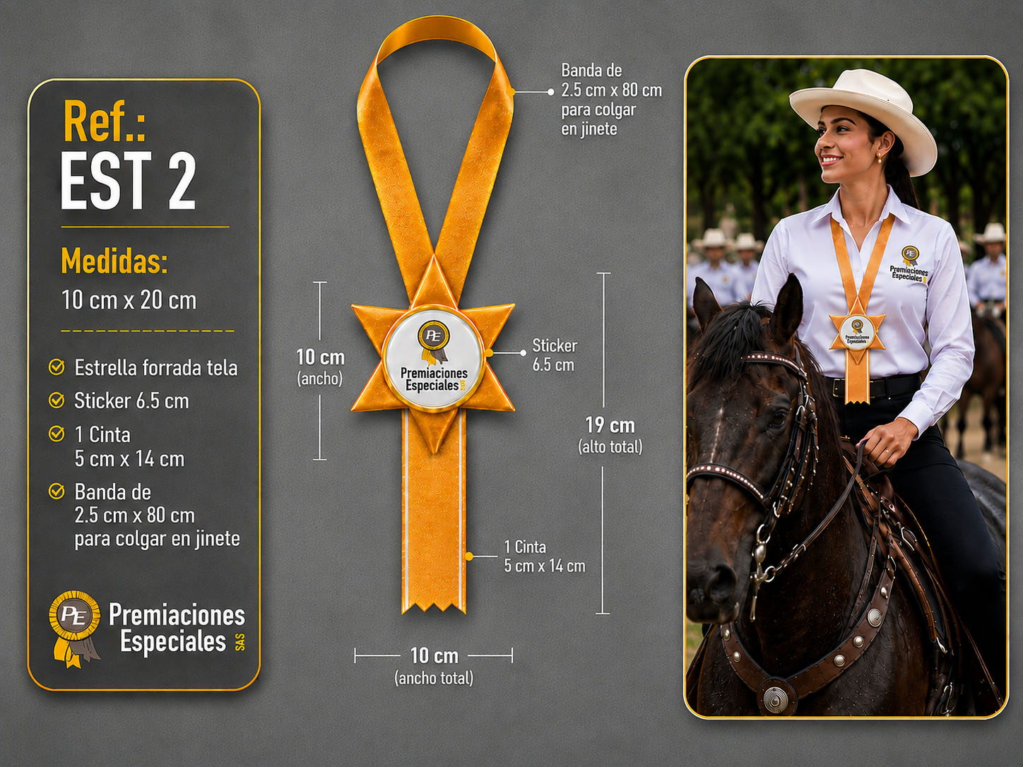 Cinta o Roseta o Gallardete para Cabalgatas Equinas